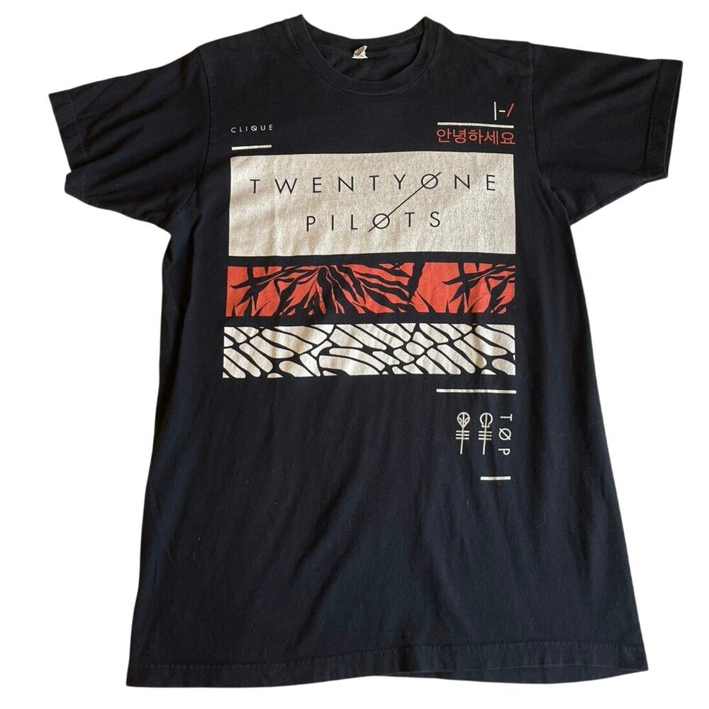 Twenty One Pilots Black Graphic Cotton Crew Neck Short Sleeve Band Tee Medium